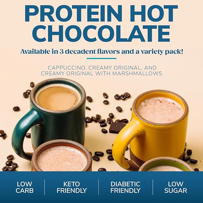 Wonderslim Protein Hot Chocolate, Hot Cocoa, Low Sugar, Low Carb, Keto Friendly & Gluten Free (7ct)