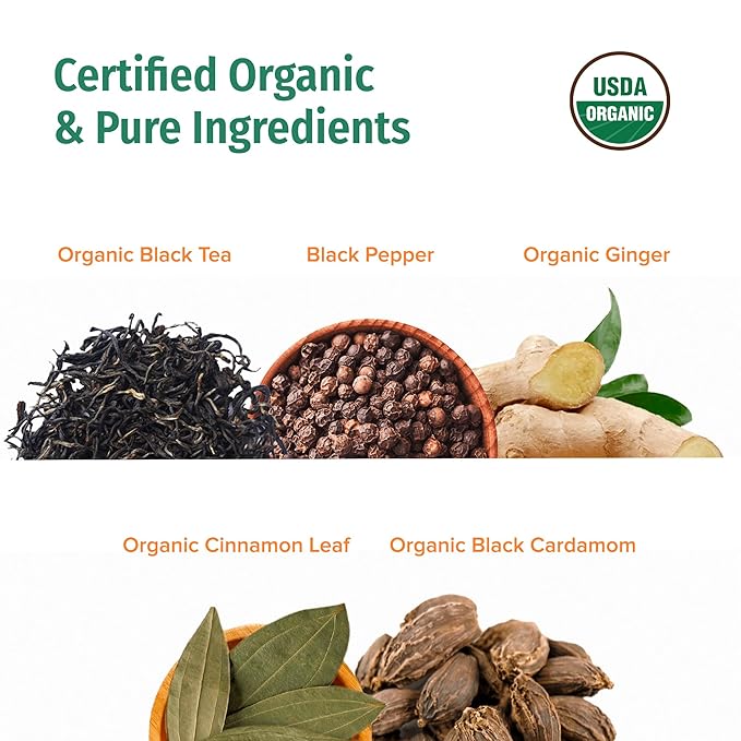 NEPAL TEA Organic Chai Tea Loose Leaf - Certified Organic Black Tea with Ginger, Cinnamon &
