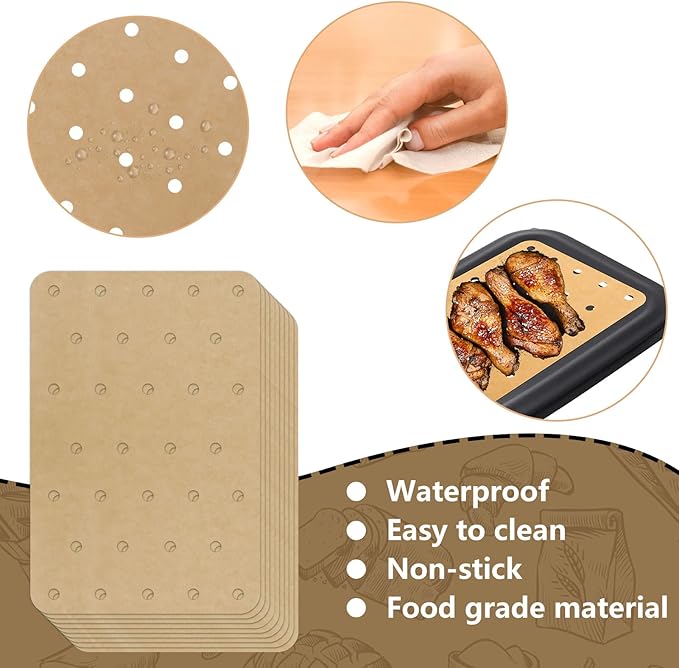 200 Sheets Air Fryer Disposable Paper Liner Compatible with Ninja DZ201/DZ401 Dual Airfryer