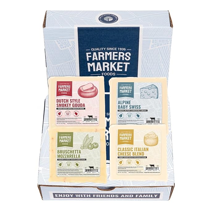 Farmers Market, Gluten Free, Keto, Paleo, Low Sodium, Zero Sugar, Wisconsin Cheese Gift Sets, 6oz 4
