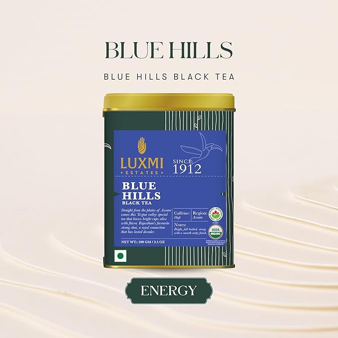 Luxmi Estates - Blue Hills - Organic CTC Assam Black Tea - Loose Leaf - 100g (50 Cups) | Jodhpur