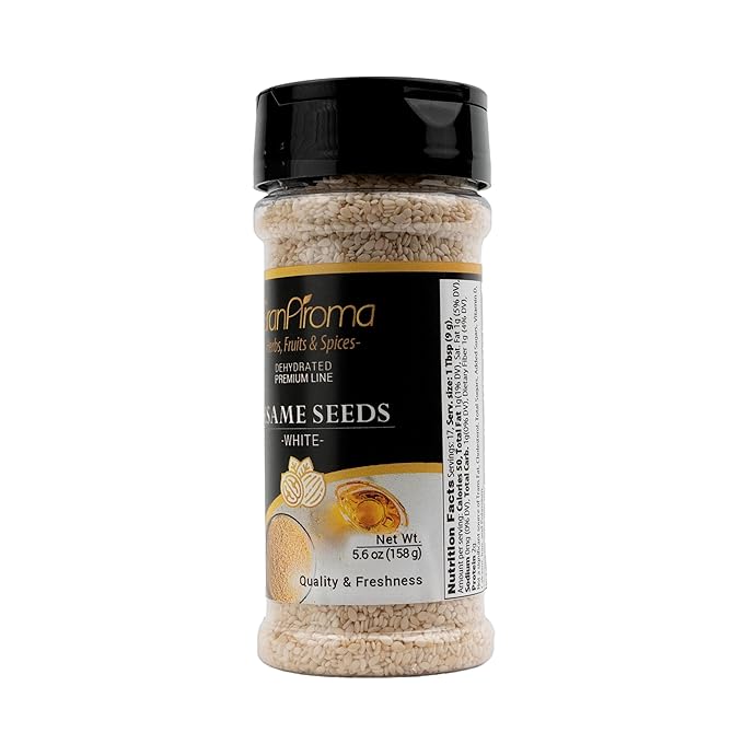 GranAroma White Sesame Seeds, Add Texture & Flavor to Any Recipe, Mix of Sesame Seeds, Garlic