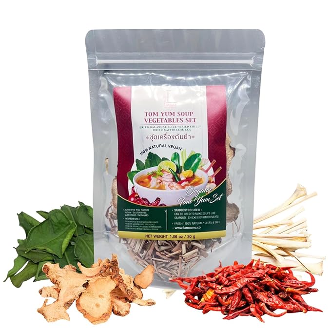 Thai Spice Mix for Tom Yum Soup, 30g, Makes 2-4 Servings, Chili, Galangal, Lemongrass, Lime Leaves