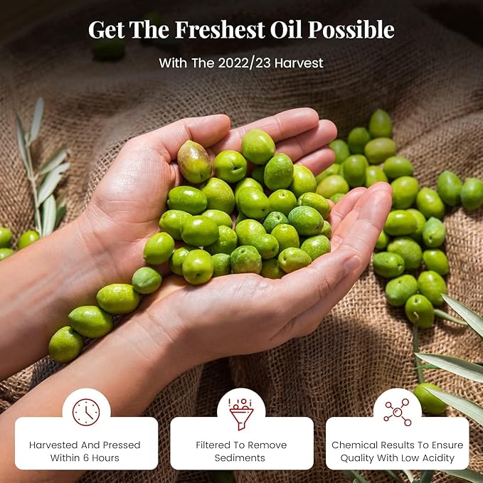 Oilala Extra Virgin Olive Oil, Robust Flavor, High Polyphenols, 707 mg/kg London IOOC Gold Medal!