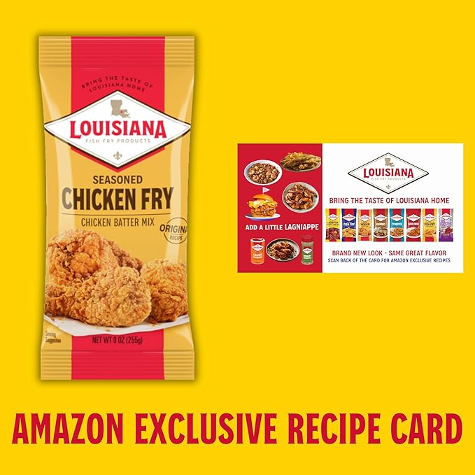 Louisiana Seasoned Chicken Fry Batter 9 oz (Pack of 3) - Crispy Southern Coating Mix for Fried
