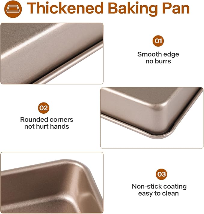 Deep Baking Pans Set, 3-Pieces Rectangle Cake Pan, Nonstick Roasting Pans Set for Thanksgiving