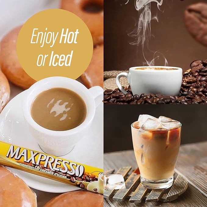 Maxpresso 3 in 1 Korean Instant Coffee Mix - Single Serve Sticks 100 Packets with Creamer and Sugar