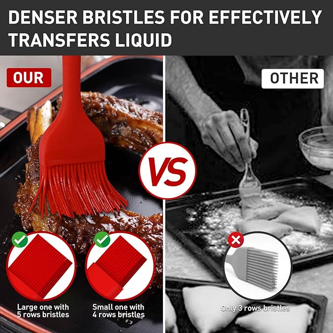 Begonia Silicone Basting Pastry Brush-2pcs Heat Resistant Cooking Brush for Oil, Sauce, Butter