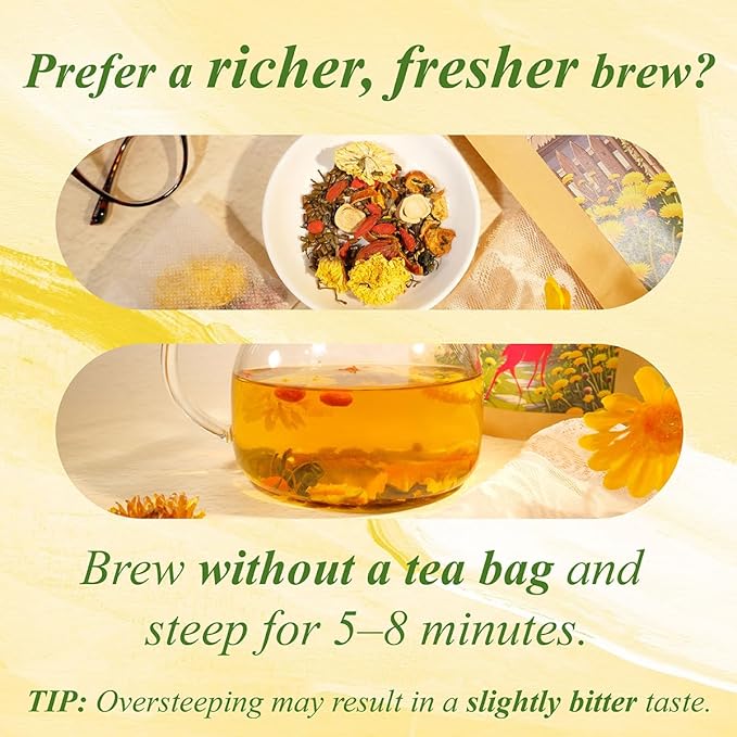 WT WEETEE Dandelion Wolfberry Tea, 10g * 20 Count Corn Firbe Tea Bags, Multiple Brewing, Made from