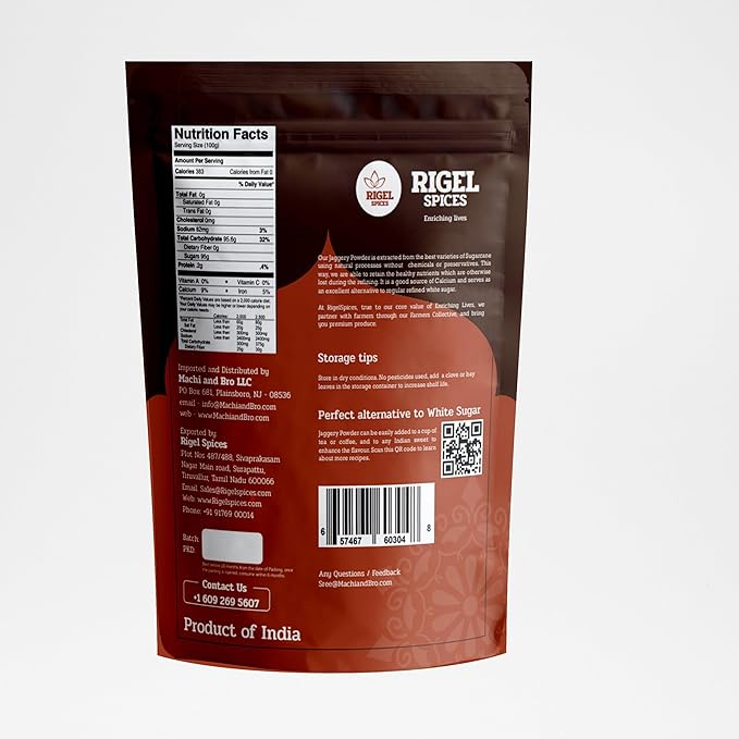 Rigel Spices Cane Jaggery powder 2 Lbs | Naatu Sakarai | Natural Sweetener | No Preservatives | No