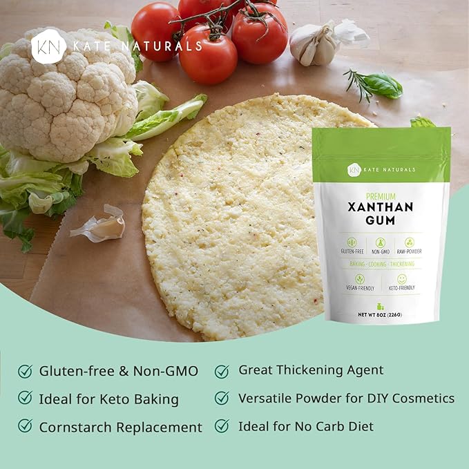 Kate Naturals Xanthan Gum for Baking, Ice Cream & Thickener (8oz, Gluten Free, Food Grade, Skin