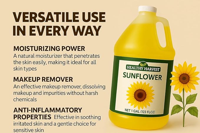 Healthy Harvest Non-GMO Sunflower Oil - Healthy Cooking Oil for Cooking, Baking, Frying & More