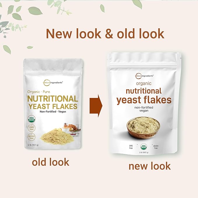 Organic Non-Fortified Nutritional Yeast Flakes, 2 Pounds (32oz) | Rich in Vegan Protein, B Vitamins