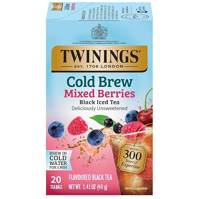 Twinings Mixed Berries Cold Brew Iced Tea Bags, 20 Count (Pack of 1), Unsweetened Flavoured Black