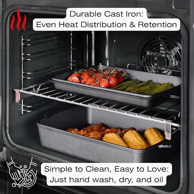 Kuha 2-in-1 Square Cast Iron Dutch Oven, 6 QT ??Skillet Lid & Casserole Dish, Pre-Seasoned 13??