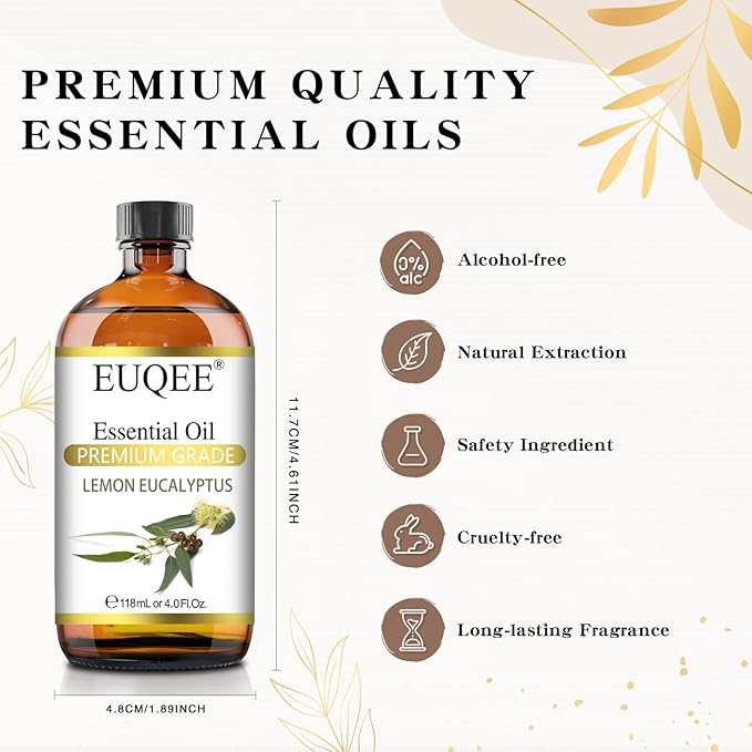 Lemon Eucalyptus Essential Oil Pure Lemon Eucalyptus Oil, Large Capacity Essential Oil with Glass