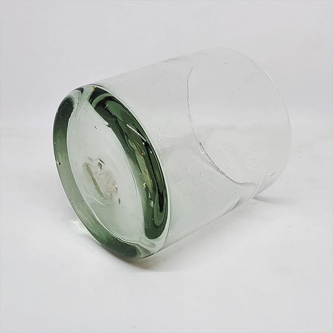 Clear Blown 8 oz DOF Rocks Glasses (set of 6) Mexican Handmade Glassware, Recycled Glass