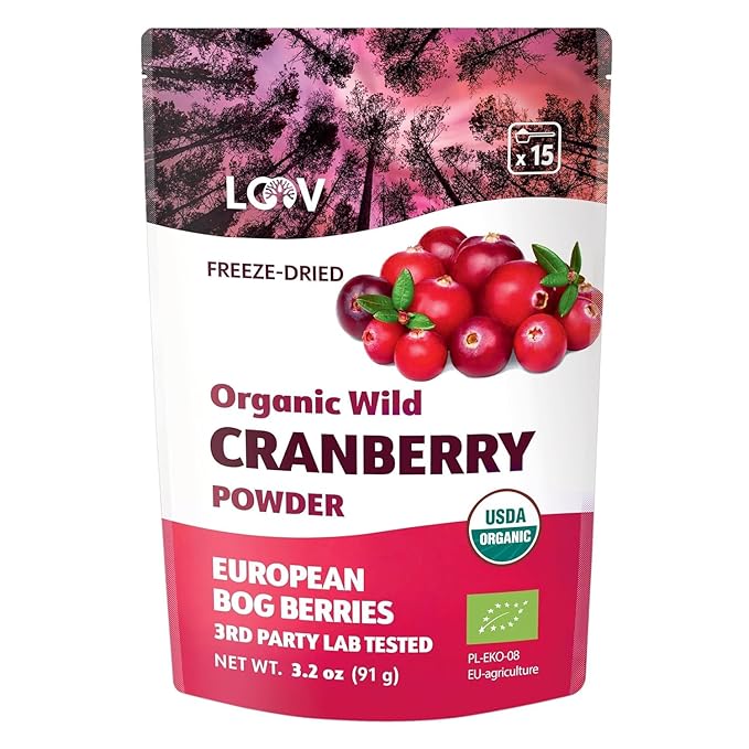Wild Organic Freeze Dried Cranberry Powder, 3.2 Oz, 18-Day Supply, from Nordic Forests, Raw, No