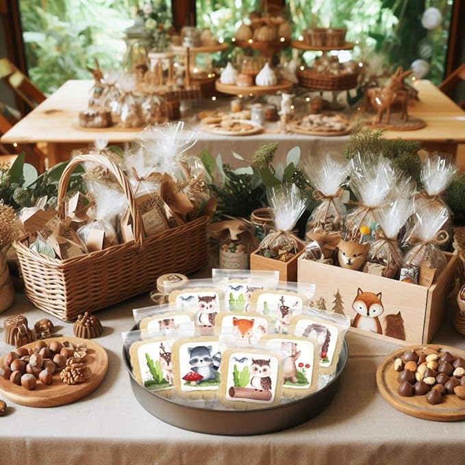 Woodland Cookies Baby Shower Birthday Themed | Individually Wrapped | Party Favors | 24 Pack Bulk |