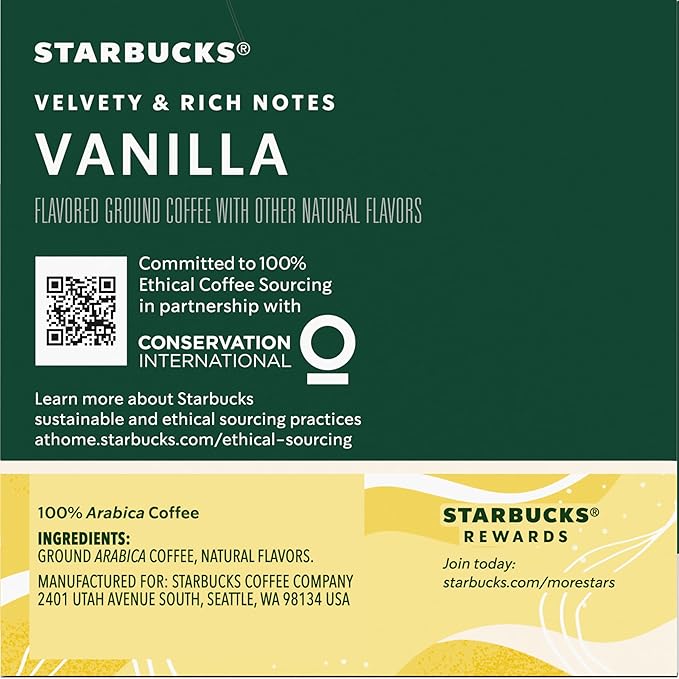 Starbucks Flavored Coffee K-Cup Pods, Vanilla Flavored Coffee, Made without Artificial Flavors