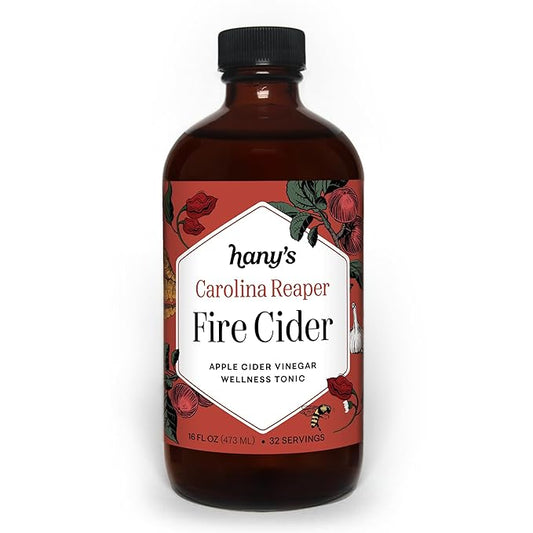 Hany's Harvest Carolina Reaper Fire Cider - 16 fl oz Glass Bottle | All-Natural, Small-Batch