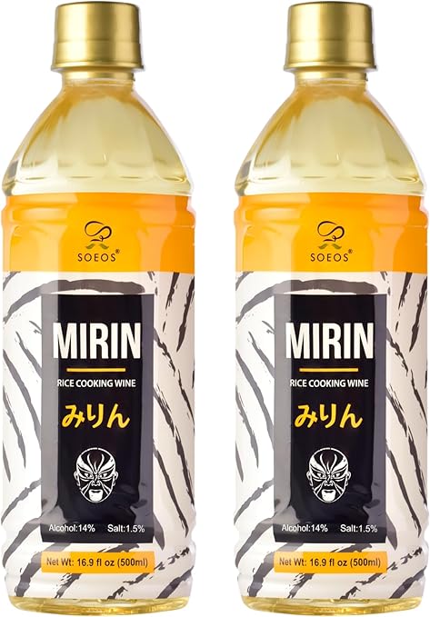 Soeos Mirin Cooking Wine, 16.9 fl oz (2 * 500ml) Pack of 2, Traditional Rice Wine, Authentic