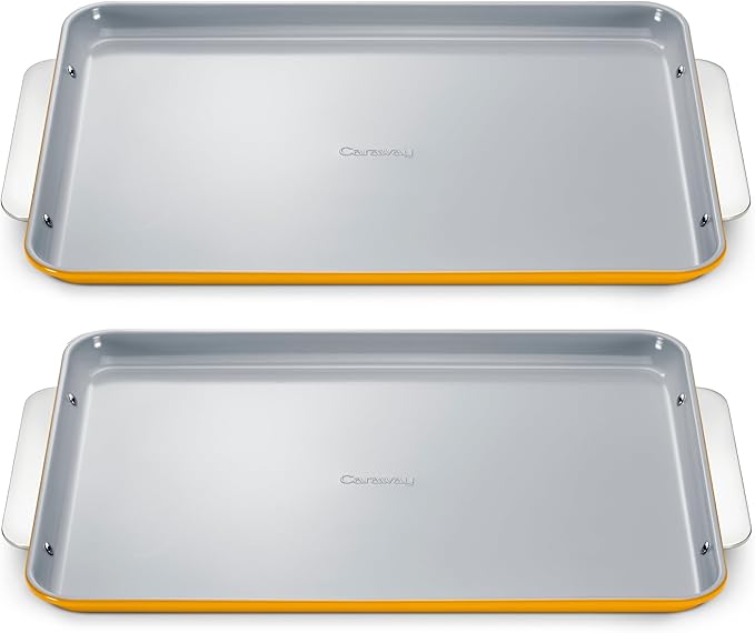 Caraway Non-Stick Ceramic Large Baking Sheet Duo - Naturally Slick Ceramic Coating - Non-Toxic