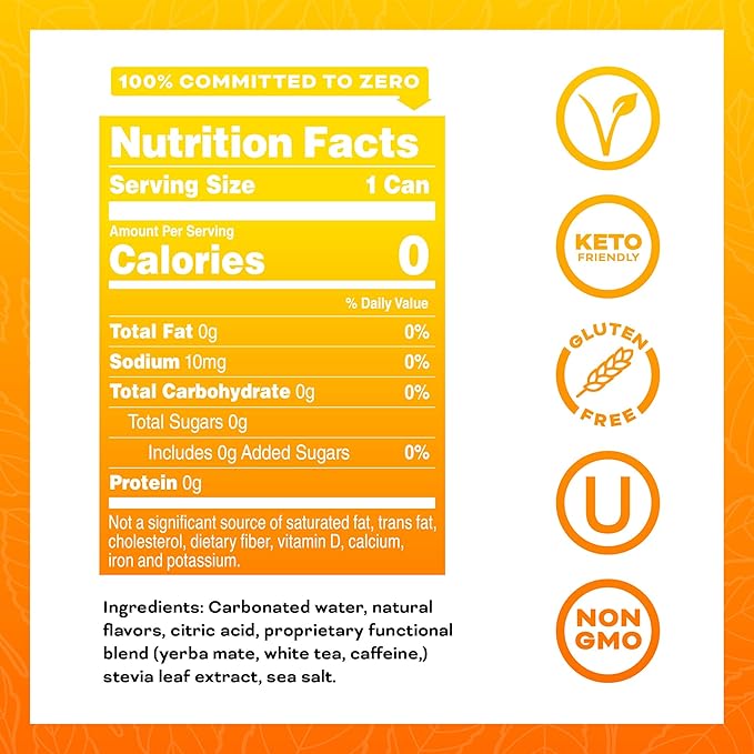 Yerbaé Energy Beverage, Mango Passion Fruit, 120mg Caffeine. No Sugar/Calories/Carbs, Energized by