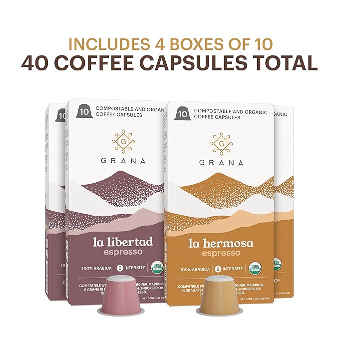 G GRANA Coffee Pods, Compatible with Nespresso OriginalLine, 40 Count, Dark and Medium-Dark Roast