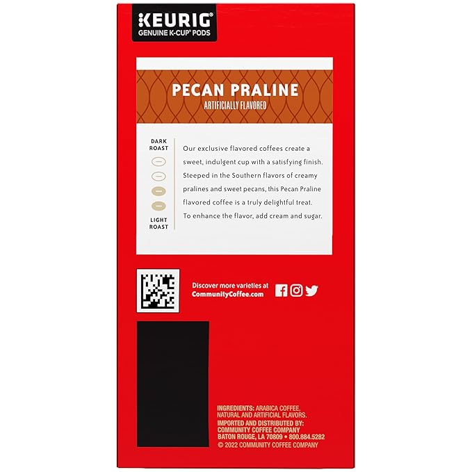 Community Coffee Pecan Praline Flavored 24 Count Coffee Pods, Medium Roast, Compatible with Keurig