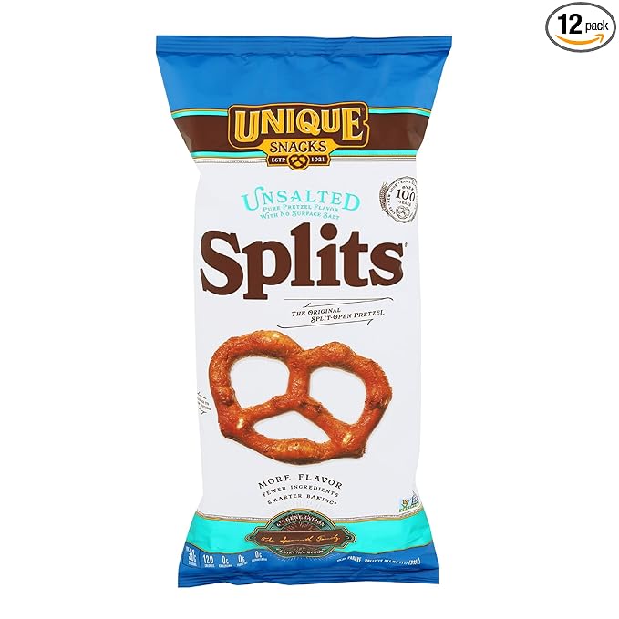 Unique Snacks Unsalted Splits, Delicious, Vegan, Homestyle Baked, Certified OU Kosher and Non-GMO
