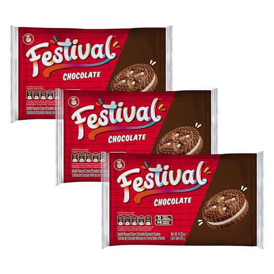 FESTIVAL Chocolate Cookies, Cream Chocolate Sandwich Cookies, Natural Dyes & Low Sodium, High Cream