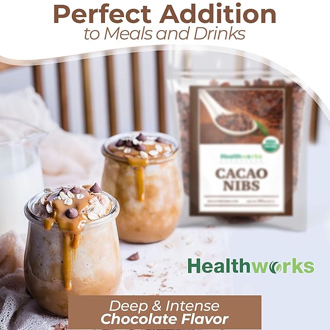 Healthworks Superfoods Cacao Nibs Organic - 16 Oz / 1 Lb - Criollo Bean - Raw Unsweetened Chocolate
