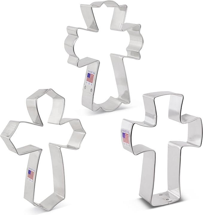 Ann Clark Cookie Cutters Cross Cookie Cutters 3-Pc. Set Made in USA, Holy Cross, Extra Large Cross