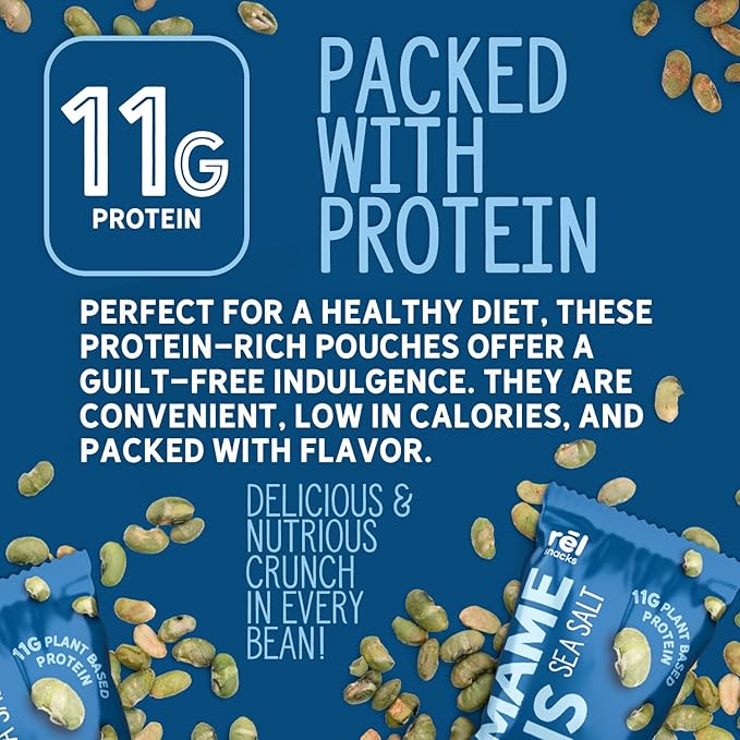 R휆l Snacks Sea Salt Roasted Edamame ??High Protein Low Carb Snack (11g Protein per Serving)