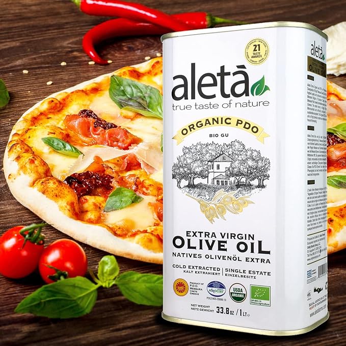Aleta Farms Olive Oil Extra Virgin, USDA Organic, Single Estate PDO Polyphenol Rich Olive Oil, Cold