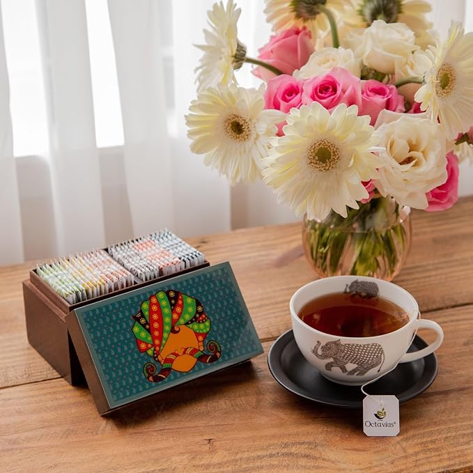 Octavius Urban Print Wooden Tea Sampler Box | Variety Pack Sampler | Perfect For Gifting &