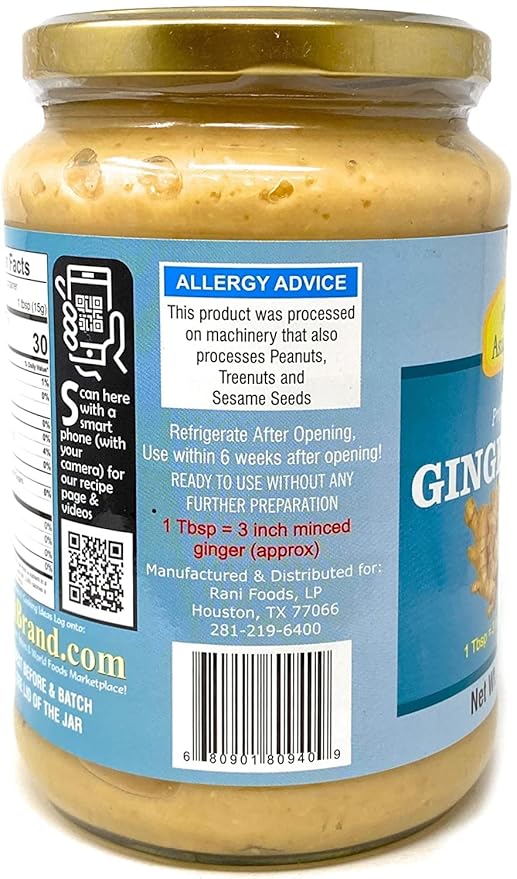 Asian Kitchen Ginger Cooking Paste 26.5oz (750g) Glass Jar ~ Vegan | Gluten Free | NON-GMO | No