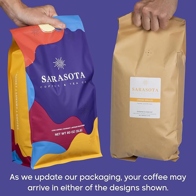 Sarasota Coffee Whole Bean Creme Brulee | Medium Roast Gourmet Flavored Coffee Beans | Low Acid