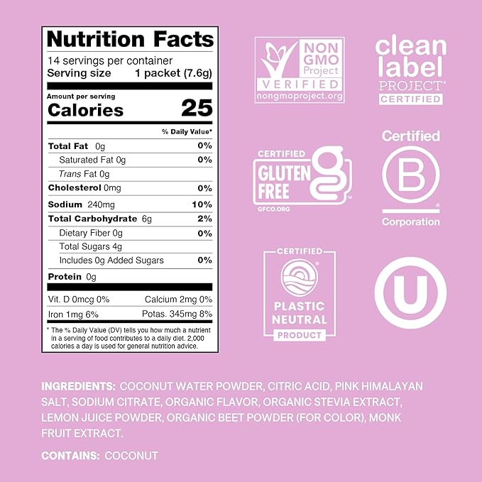 Cure Hydration | Plant-Based Electrolyte Drink Mix | No Added Sugar | FSA-HSA | Dehydration Relief