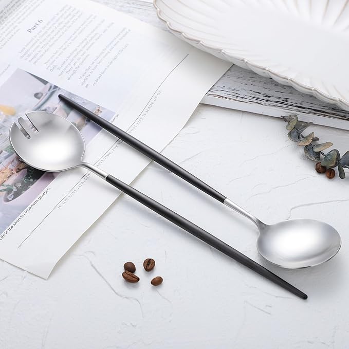 Salad Servers,Spoon and Fork Set 11.41 inch,18/10 Stainless Steel Salad Serving Titanium Plating