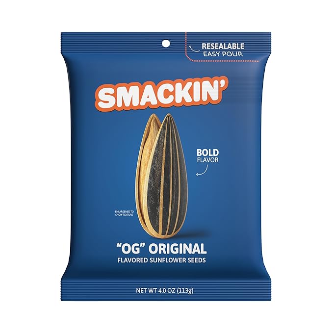 SMACKIN' - Jumbo Roasted Sunflower Seeds, No Salty Burn, American Made, Easy Pour & Seal