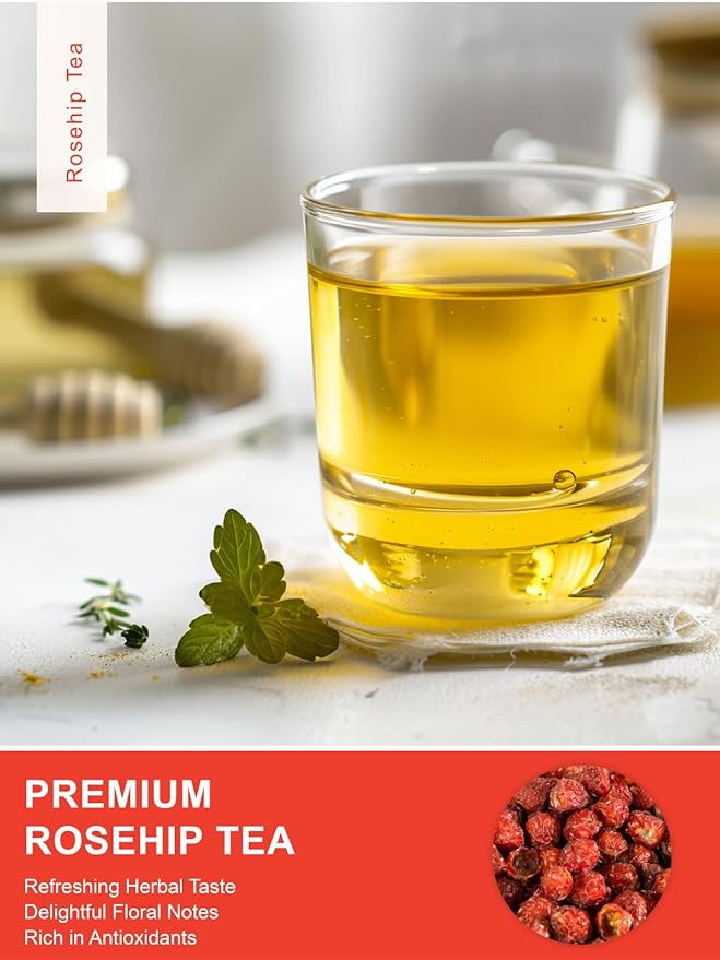 TeeLux Rose Hips Tea Bags, Premium Rosehip Herbal Tea, Fruity Flavor and Aroma, Caffeine-free, 100