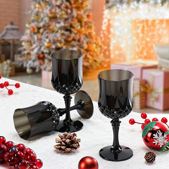 XUWAIDSGN 7oz Plastic Vintage Wine Glasses Drinking Glasses Unbreakable Wedding Glassware Crystal