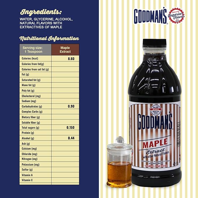 Goodman's Natural Maple Extract - Gluten-Free, Non-GMO, Kosher, Low Carb & Low Calorie, Low