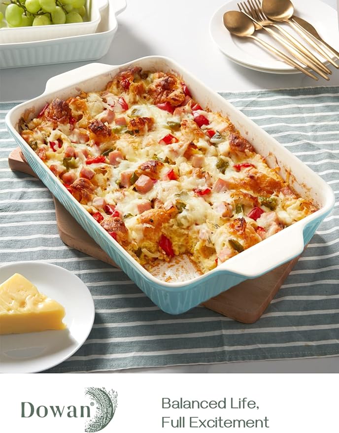 DOWAN 9x13-inch Baking Dish, Deep Casserole Dishes for Oven, Lasagna Pan Deep,135 oz Ceramic Baking