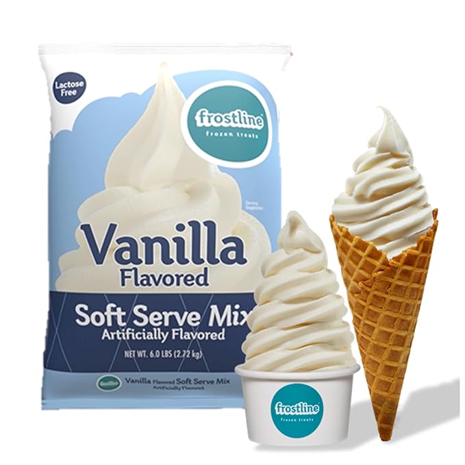 Frostline Vanilla Soft Serve Ice Cream Mix, Lactose & Gluten Free - Just Add Water, Dairy, or Dairy