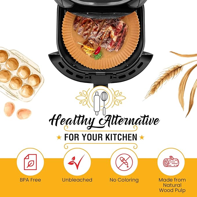 6.3??Small Round Air Fryer Liners, 2-4 qt Airfryer Paper Liners, 125Pcs Disposable parchment paper