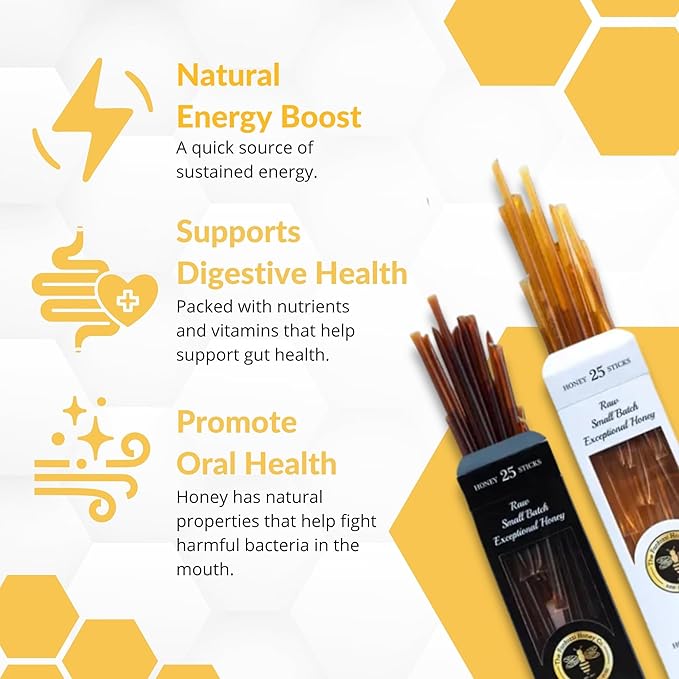 Wildflower and Sage Honey Straws, 50 Count - Perfect for Iced and Hot Beverages or Treat - Travel