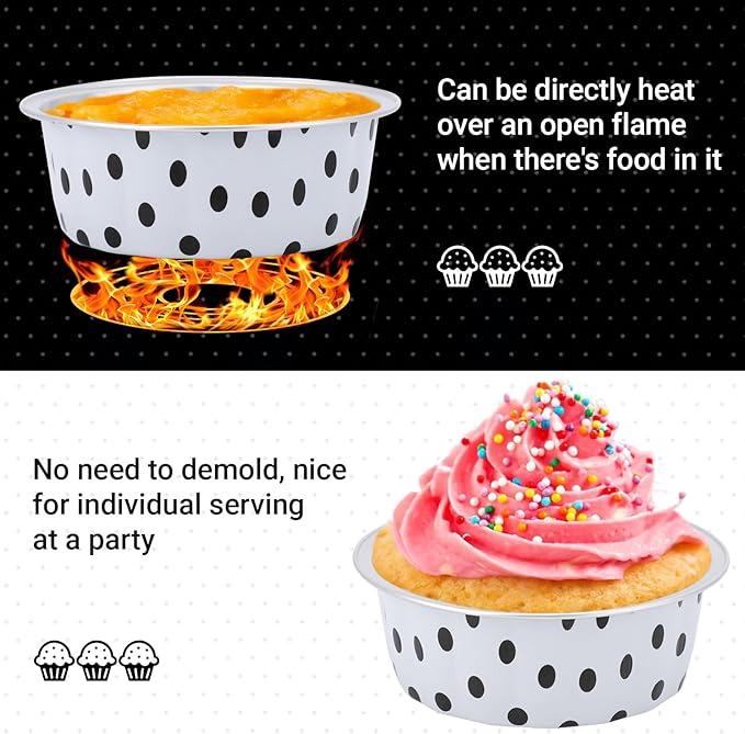 Beasea 8oz Aluminum Ramekins 100 Pack, 3.9" Disposable Baking Foil Cups Mini Ramekin Cup Cupcake